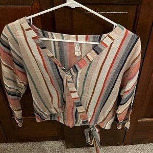 Girl Krazy multicolor stripe linen top- size XS